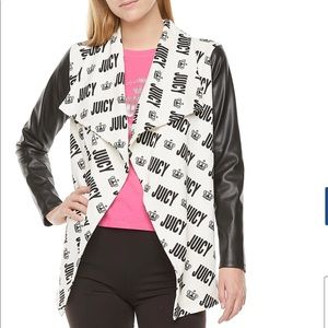 NWT Juicy Couture Black & White Logo Terry Cloth Blazer Womens